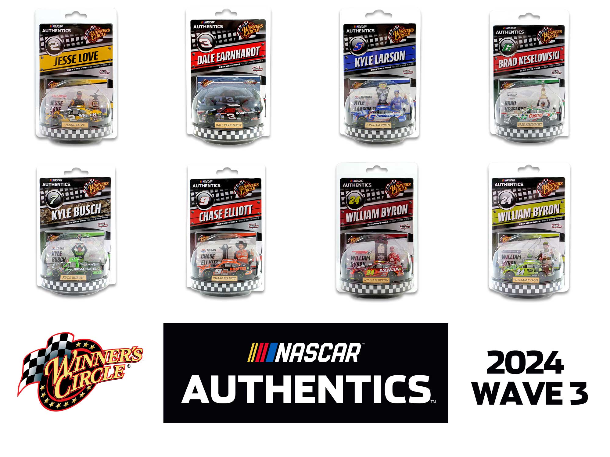 NASCAR AUTHENTICS 2024 RACE WIN WAVE 3 1:64 8 PACK